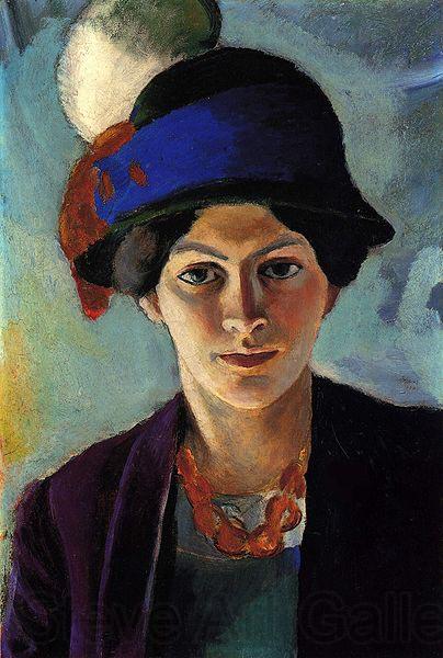 August Macke Portrait of the artist's wife with a hat